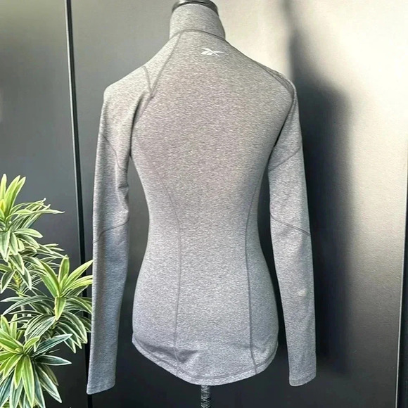Reebok Play Warm quarter zip pull over thumb hole sleeve, Heather gray - S - Picture 3 of 13